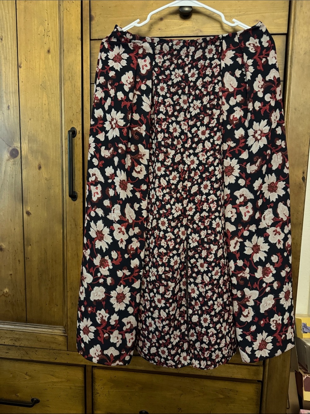 Jason Wu Black Floral Maxi Skirt with Cream & Red Accents